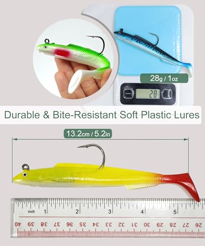 Paddle Tail Swimbait - 6inch / 1oz Pre-Rigged Soft Plastic Lures for Bass, Pike & Walleye - 6pcs Jig Head Fishing Swimbaits Set for Saltwater Freshwater