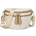 KKXIU Crossbody Sling Bag for Women Trendy Fanny Pack Vegan Leather Chest Bag | Trendy - color: Large-Beige Checkered