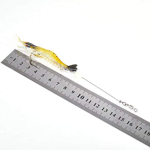 Fishing Shrimp Lures Artificial Silicone Soft Bait Set Luminous Swimbait Shrimp Fishing Lure with Hooks Fishing Tackle Freshwater/Saltwater - color: 6PCS