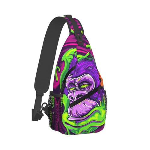 Colorful Gorilla Outdoor Crossbody Shoulder Bag For Unisex Young Adult Hiking Bicycling - color: 22