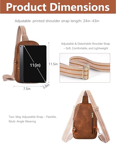 Anti Theft Crossbody Bags for Women RFID Leather Sling Purses,Crossbody Bags Travel Leather Fanny Pack for Women - color: Pure Brown