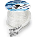 Anchor Rope Braided Anchor Line(White, 3/8" x 50') Premium Solid Braid MFP Boat Rope with Stainless Steel Thimble & Shackle, Quality Marine Line, Boat Accessories - style: 3/8" x 50'