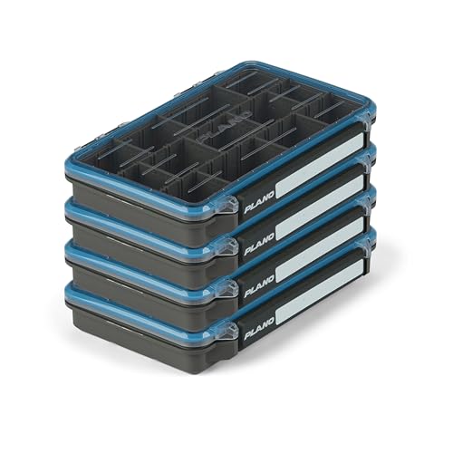 Plano StowAway 3600 Waterproof Stow Tackle Box, 4-Pack, IPX7 Waterproof Rating, with Rustricor, Single Latch Design, Transparent DuraView Lid, Storage for Fishing Bait, Lures and Gear - size: 3600 4-Pack, style: Regular - New Model