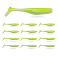 Soft Plastic Paddle Tail Swimbaits – 3 1/4", 4" & 5" Soft Plastic Fishing Lures with Extra-Large Tail for Lifelike Swimming Action – Freshwater & Saltwater - color: Electric Green, size: 3 1/4 Inch - 12 Pack