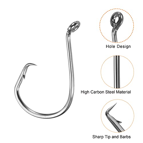 PATIKIL Fishing Circle Hooks, Carbon Steel Offset Hook with Barbs for Freshwater Saltwater - size: 31mm/1.22"
