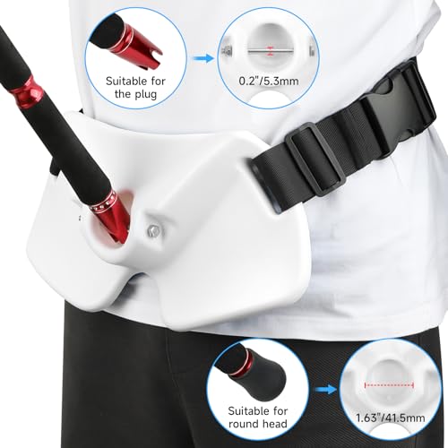 SANLIKE Fishing Belt Rod Holder Adjustable Fishing Fighting Waist Belt with EVA Padded Great Plastic Material Fighting Belt - color: White