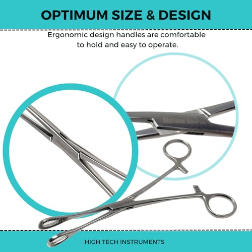 Foerster Sponge Forceps Straight + Curved Serrated Loop Jaws Holding Instruments Body Piercing Locking Clamps, Stainless Steel (7" - Straight) - style: 7" - Straight