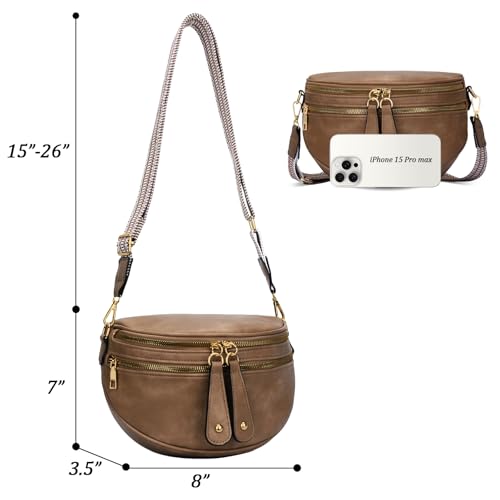 KKXIU Crossbody Sling Bag for Women Trendy Fanny Pack Vegan Leather Chest Bag | Trendy - color: Apricot