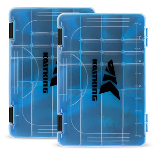 KastKing Tackle Boxes, Plastic Box, Plastic Storage Organizer Box with Removable Dividers - Fishing Tackle Storage - Box Organizer - 2 Packs /4 Packs Tackle Trays - Parts Box - color: Blue Camouflage, size: 3600(2Pack)