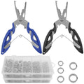 SourceTon 400 PCS Heavy Duty Split Ring Kit with 2 Pliers - High Strength Stainless Steel Lure Connectors (5 Sizes: 5-9mm, 30-95lb) for Saltwater & Freshwater Fishing Tackle