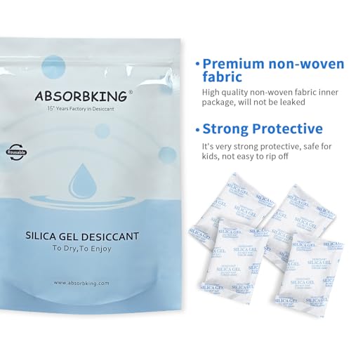 Absorbking Silica Gel Packets, 20 Gram 80 Packs Food Safe Moisture Absorbers, Desiccant Packs for Storage, Reusable Desiccant for Foods, Storage Bins, 3D Filaments, Electronics, Safes - size: 20g(80-pack)