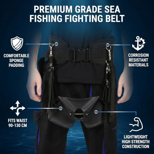 Alomejor Fishing Rod Fighting Belt, Fishing Belt Shoulder Harness Stand Up Fish Fighting Rod Holder
