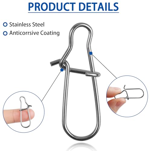 Sinker Slides for Fishing,Fishing Line Sinker Slides with Duo Lock Sinkers Weight Silder Sleeve Swivel Duo Lock Snaps for Saltwater Surf Bottom Fishing Fish Fider Rig Catfish Rig - color: Blue Duo-Lock Snap, size: 100 Pack