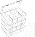 Mauproy 4 Pack 8 Grids Bead Organizer and Storage, Clear Plastic Storage Containers with Removable Dividers and Labels Small Tackle Box Organizer for Jewelry Crafts Electronics Small Parts - style: 8 Grids - 4 Pack