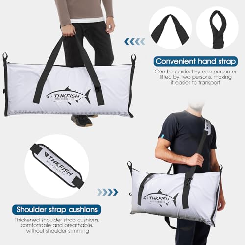 THKFISH Insulated Fish Cooler Bag, Fish Kill Bag for Caught Fish Ice Cold - color: White-Black, size: 40*16IN