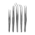 Splinter Forceps - Fine Point - Tweezers Stainless Steel Straight & Curved (Set of 5 Pcs. Str/Cud) - size: Set of 5 Pcs. Str/Cud