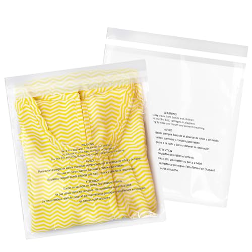 iMailer - 500 Pcs - 11" x 14" Clear Poly Bags with Suffocation Warning Self Seal 1.6 Mil for Shipping, Packaging, T-Shirt - Permanent Adhesive - size: 11" x 14", style: Permanent Glue