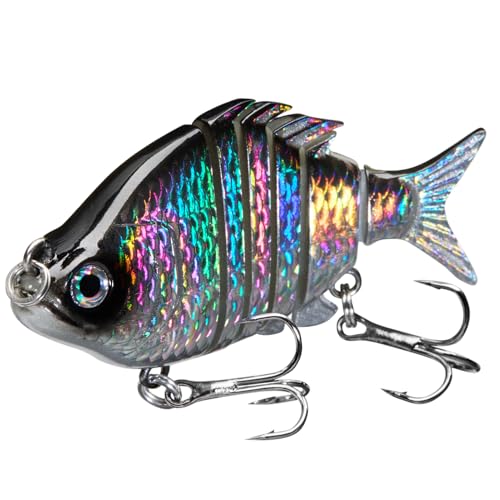 Bassdash SwimPanfish 2.5”/0.34oz Hard Bluegill Swimbaits Multi Jointed Topwater Trout Bass Fishing Crank Lure,Pack of 4 - color: GBPG