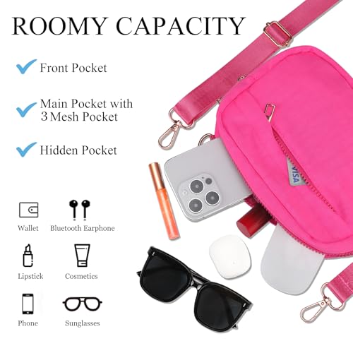 MAXTOP Small Crossbody Bags for Women Belt Bag Fanny Pack with Adjustable Strap - color: Neon Pink, style: Small Crossbody Bag