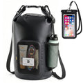 20L Waterproof Dry Bag with Bottle Holder & Mesh Pocket, 500D PVC Tarpaulin Roll Top Dry Sack with Inner Waterproof Adsorption Film, Large Dry Storage Bag for Kayaking, Camping, Beach, Boating - size: 20L