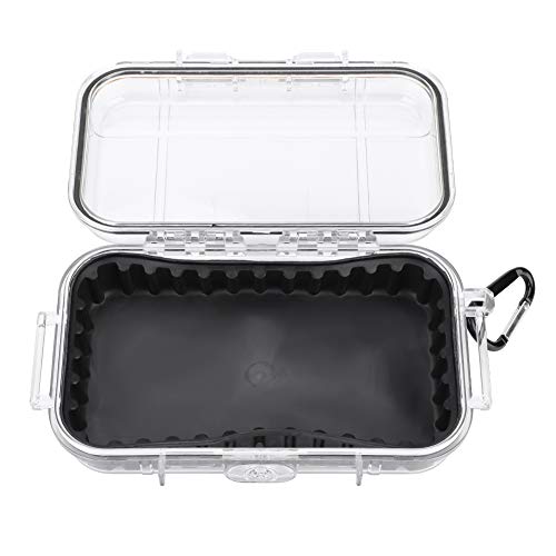 Tiiyee Small Waterproof Storage Case, Outdoor Survival Waterproof Dry Box | Protective Case Shockproof Airtight Carry Box Container Floating Hard Shell for EDC Tools Phone Keys Watches Travel Fishing - color: transparent