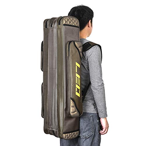 Lixada Fishing Rod Case Potable Canvas Fishing Pole Tools Reel Storage Bag Durable Fishing Gear Tackle Carry Cases 3 Layer, 90cm