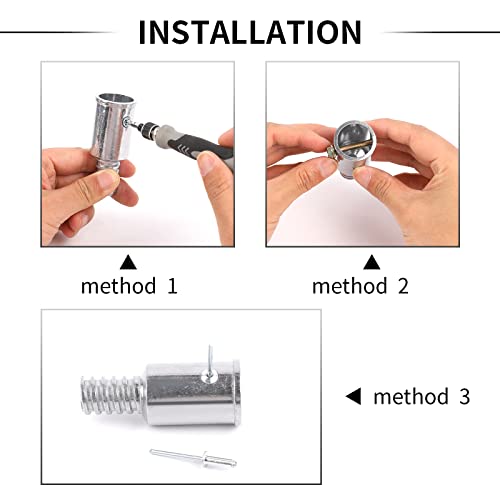 2 Pcs Threaded Tip Replacement,Ultra Threaded Tip Repair Kit Metal Threaded Handle Tips for 1" Wood or Metal Poles Handle Replacement Extension Pole Adapter for Mop,Broom,Household Cleaning Tools