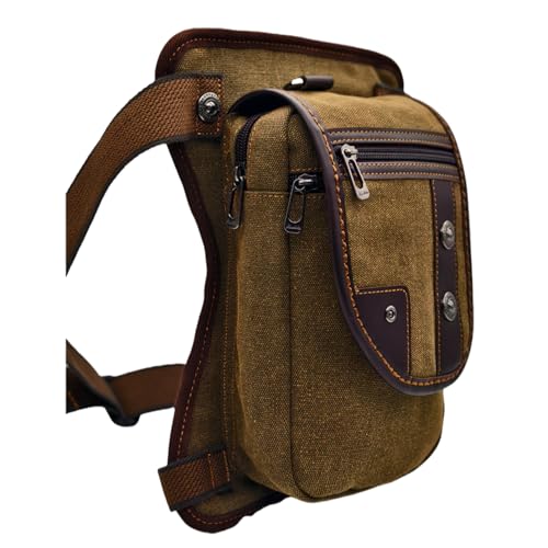 Canvas Motorcycle Cycling Drop Leg Bag for Men Women Travel Outdoor Tactical Hunting Hiking Climbing Thigh Waist Pack Fanny Pouch (Brown) - color: #00Brown