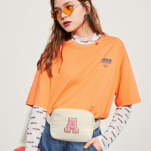 YOOLIFE Initial Fanny Pack for Teen Girls Kids Belt Bag Crossbody Bag, Birthday Gifts for Girls, Initial Purse Belt Bag C - color: Beige, style: C