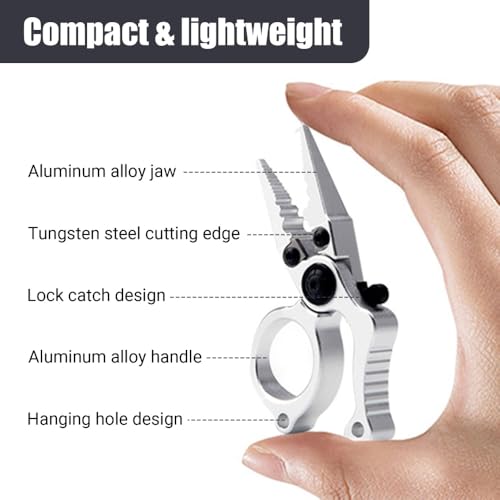MiOYOOW Mini Fishing Pliers, Aluminum Alloy Fish Scissors Corrosion Resistant Hook Remover Tool for Saltwater Freshwater - color: Silver