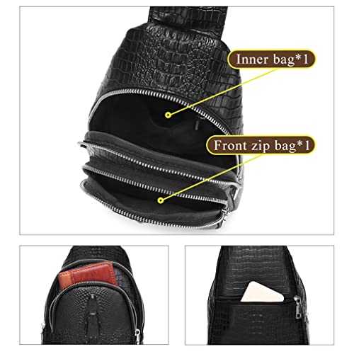 Vintage Leather Sling Bag Backpack for Men Crossbody Shoulder Chest DayPack Backpacks - color: #91black