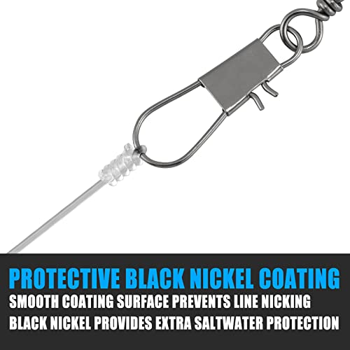 Dr.Fish 50 Pack Fishing Snap Swivels, Barrel Swivels Fishing Tackles, Stainless Steel Safty Interlock Snaps Leader Line Lure Connector Fresh&Saltwater 26-132Lb - size: #12(26LB)-50 Pack