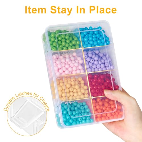 2 Pack 8 Grids Bead Organizer and Storage, Plastic Organizer Box with Removable Dividers and Labels for Jewelry Crafts Small Parts Electronics Tackle Boxes (2)