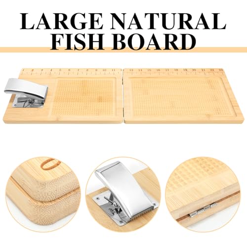 LemonRoad 2 Pcs Fish Cleaning Board with Clamp Foldable Fish Fillet Board Extra Large 24 Inches with Grippy Surface and Non-slip Bottoms Fishing Portable Measuring Table for Fishing Man Woman