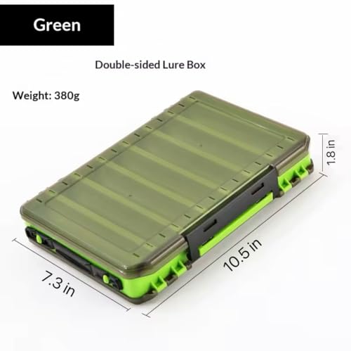 4 Packs- Double Sided Fishing Lure Boxes - 14 Compartment Large Lure Storage Box for Crankbait Squid Jig Fishing Tackle Organizer - color: Orange and Green