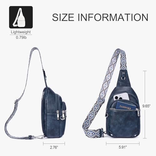 Anti Theft Crossbody Bags for Women Travel Chest Sling Bag Leather RFID Purse Fanny Pack Blue - color: Blue