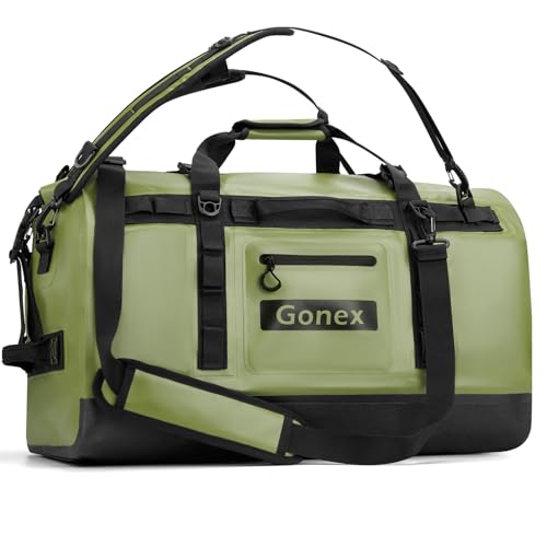 Gonex Waterproof Duffel Bag, 90L Heavy Duty Dry Duffle Bag with Reinforced Thickened Bottom, 3-in-1 Convertible Large Travel Backpack for Kayaking, Motorcycle, Camping & Boating, Army Green - color: Army Green, size: 90L
