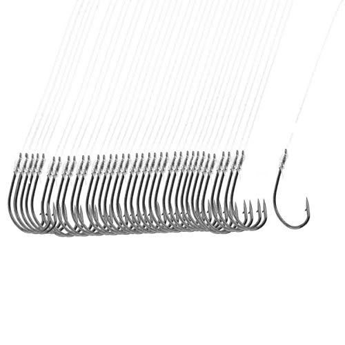 COMOK 20Inch Long Metal Fishing 0.4mm Leaders Line Tackle Fish Hooks 120Pcs