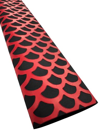 Accering 2-Tone Fish Scale Heat Shrink Tubing, Non-Slip Fishing Rod Grip Wrap for Golf & Tennis (φ20mm, Black & Red) - color: Black & Red, size: φ20mm, L3.3ft