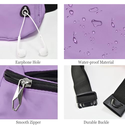 Fanny Pack for Women Men,Crossbody Fanny Pack Water Resistant Sports Waist Bag Pack, Belt Bag for Travel Hiking Running - color: 1pack-lightpurple