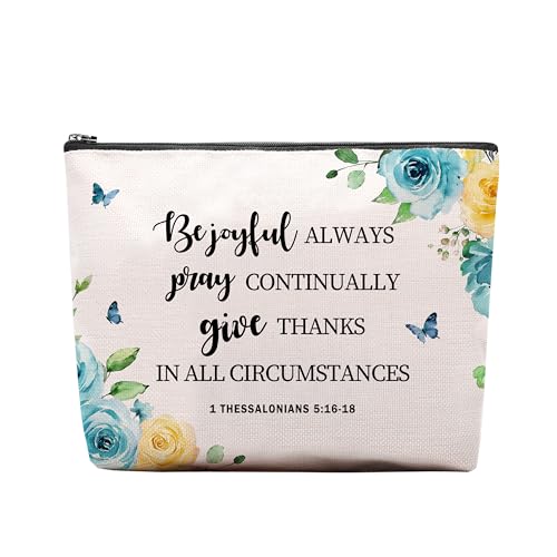 Christian Makeup Bag, Christian Gifts For Women, Bible Verse Makeup Pouch, Travel Toiletry Bag With Zipper, Birthday Gifts For Mom, Travel Toiletry Bag - color: Joyful