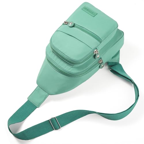 Banelu Small Sling Backpack Crossbody Bags for Women Men, Small Sling Bag Cross Body Bag Fanny Packs Crossbody Purses - Green - color: E Cyan