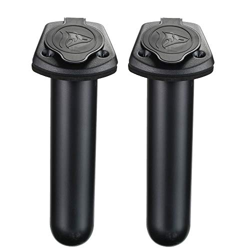 2 Pack Kayak Deck Flush Mount Fishing Rod Holders and Cap Cover for Boat, Canoe and Tackle Accessory Tool