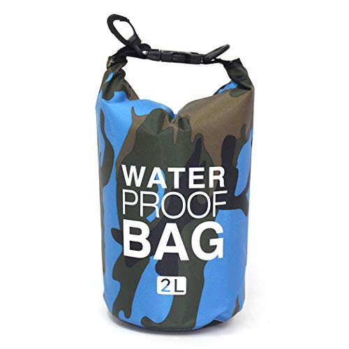 Waterproof Dry Bag 2L/5L/10L/15L/20L/30L, Roll Top Sack Keeps Gear Dry for Kayaking, Rafting, Boating, Swimming, Camping, Hiking, Beach, Fishing with Free Waterproof Phone Case - color: Light Blue, size: 2L