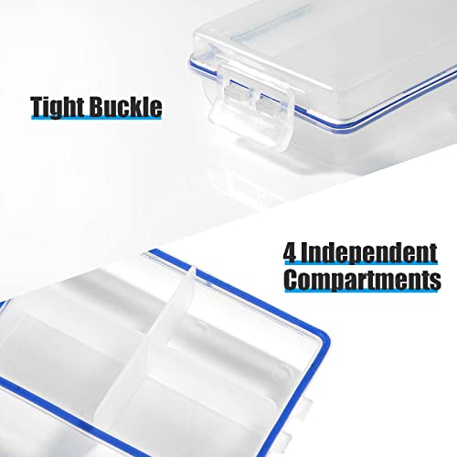 DLUGOPIS 4 Pcs Mini Waterproof Tackle Organizer - Small Fly Fishing Box with Dividers for Hooks, Flies, Beads & Lures (Pack of 2) - size: 4in(L)×2.5in(W)×1in(H) (Pack of 2)
