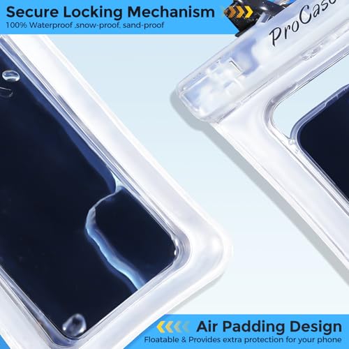 ProCase 2 Pack Floating Waterproof Phone Pouch IPX8, Universal Dry Bag Fits iPhone 17/16/15/14/13 Series, Galaxy S24/S23/S22, Pixel 8/7 (Up to 7”), Touchscreen, Underwater & Snow Protection -Clear - color: Clear