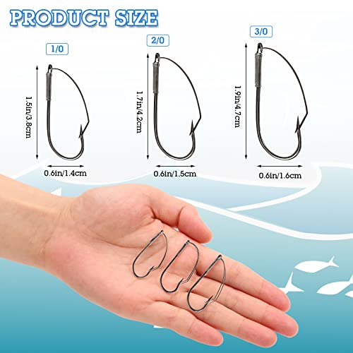 Sumind Weedless Wacky Rig Hooks Bass Carbon Steel Fishing Hooks for Wacky Rigging Worm Lure Baits - size: 1/0
