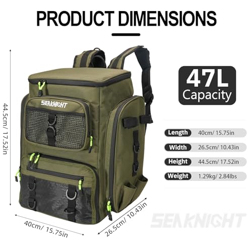Seaknight Fishing Tackle Backpack (Green) - color: Green