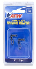 American Fishing Wire Stainless Steel Ball Bearing Snap Swivels with Double Welded Rings - size: 2 pc, #1, 70 lb test, style: 2 Piece