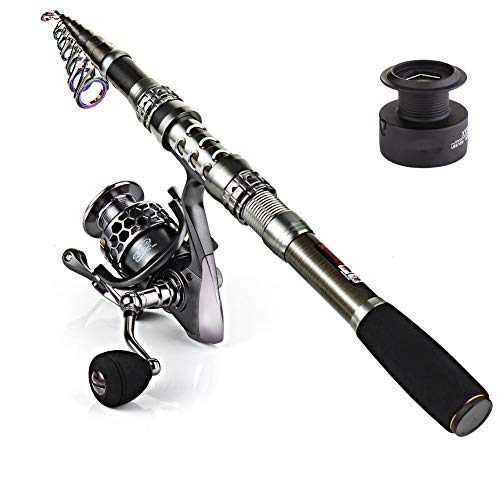 Sougayilang Telescopic Fishing Rod Reel Combos with Carbon Fiber Fishing Pole Spinning Reels and Fishing Accessories - color: Only Fishing Rod and Reel, size: 10.8 Ft Rod + XY 5000 Reel